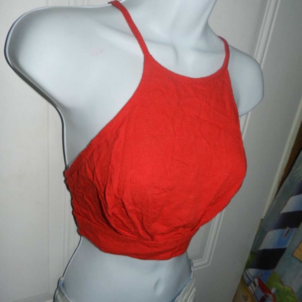 Altar'd State Vibrant solid red strappy crop tank top Small NWT🆕📦⌚🏃🏻💨⚡🚚 - Picture 2 of 15